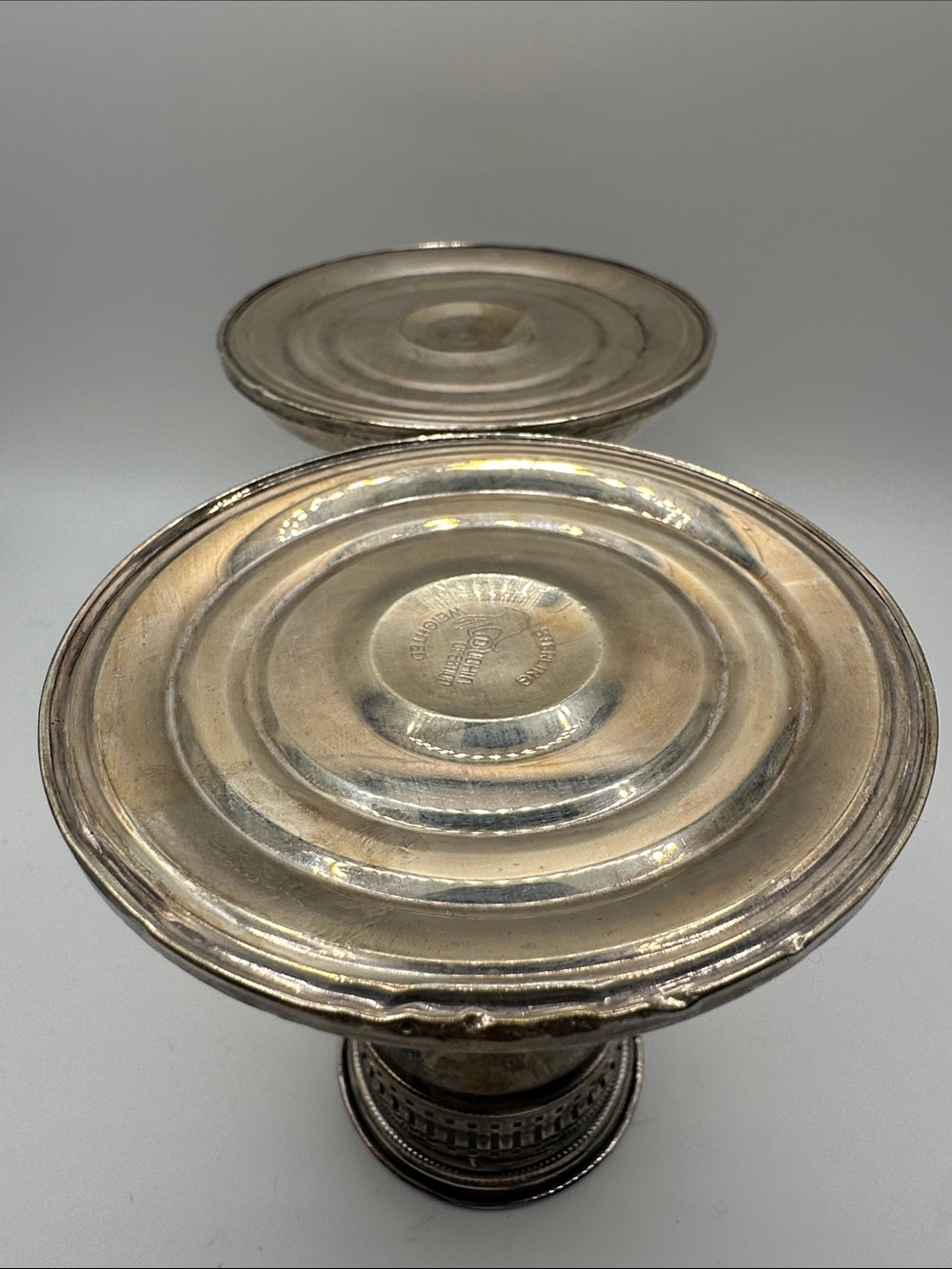 Vtg Duchin Creations Sterling Silver Weighted Candle Holders Pair Pierced Detail - Picture 5 of 7